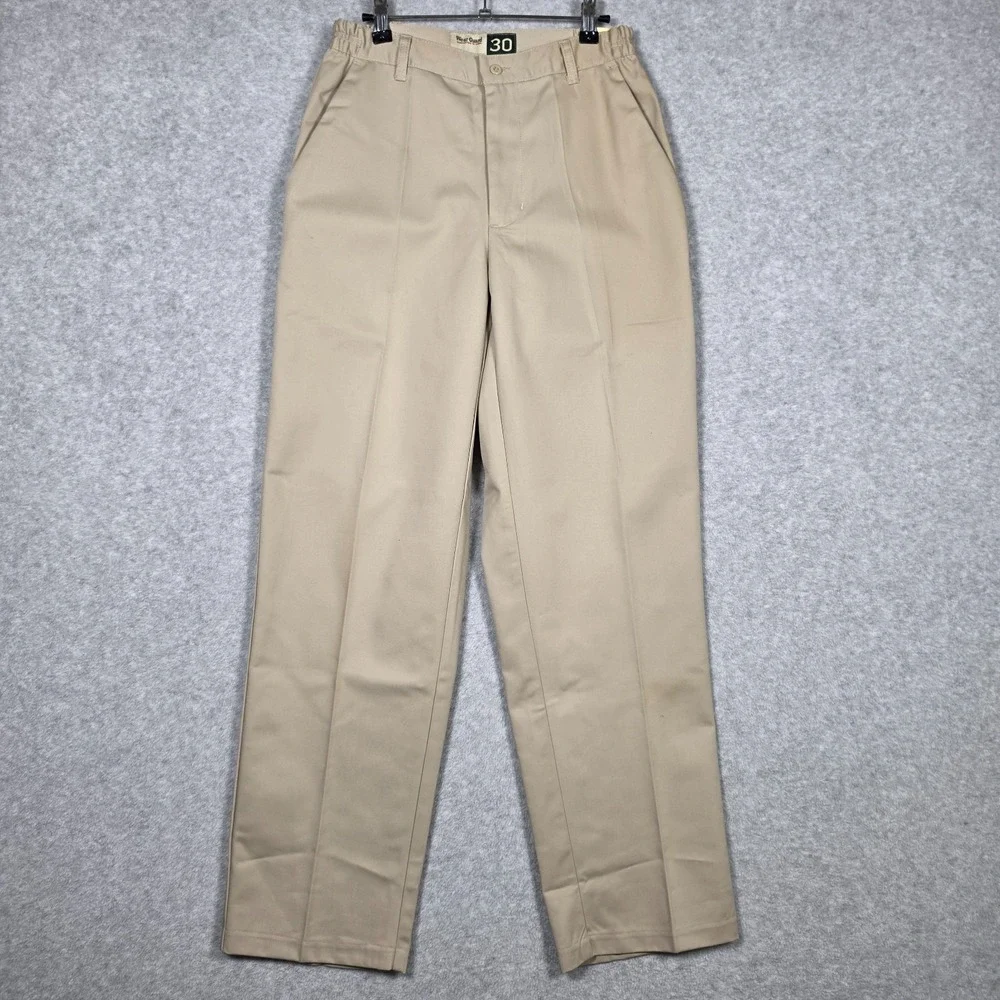 VTG WearGuard Pants Mens Sz 30x31 Tan Beige Stretch Waist Relaxed Straight NEW